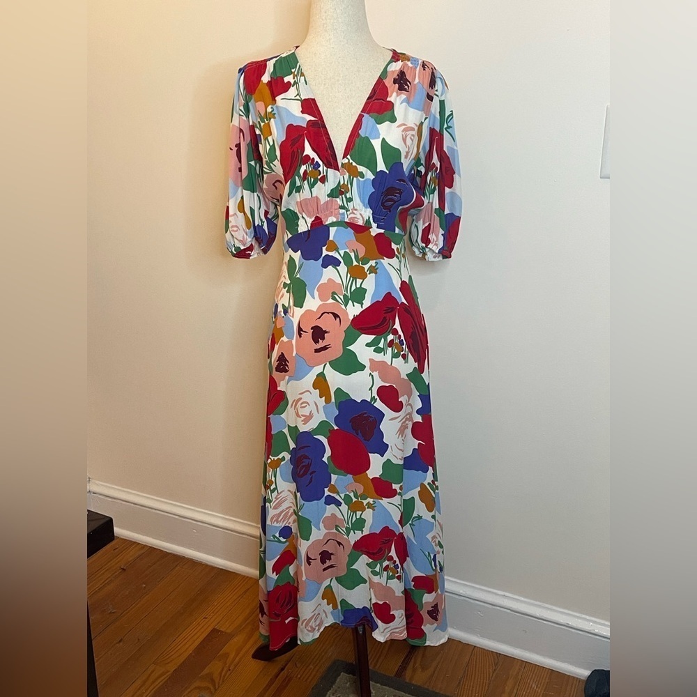Faithfull The Brand Esson Midi Dress XS / US 2 Valerie Floral Resort Vacation